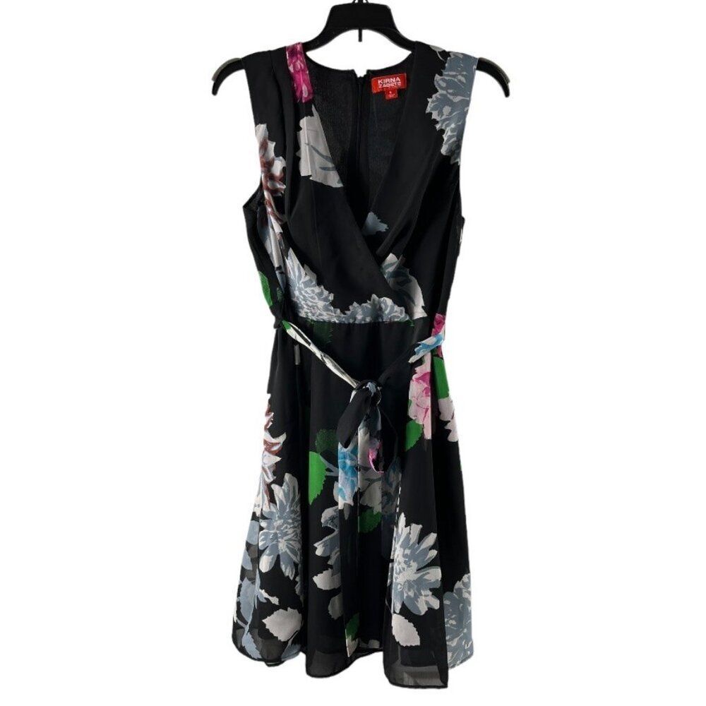 Kirna Zabete at Target Blue Floral Self Tie Sash Belt Pleated Lined Dress Size 6